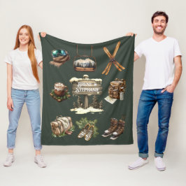 Cobertor De Velo Casal de Esqui Retro-Russo Vintage na Zona Verde