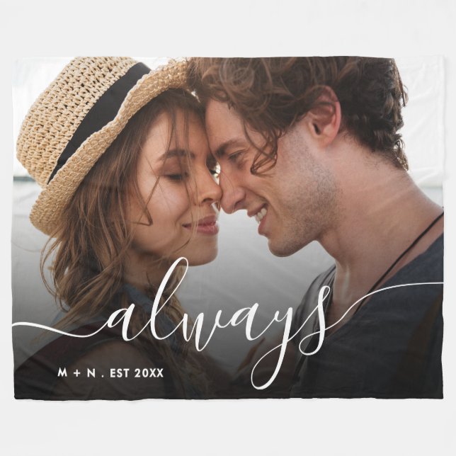 Cobertor De Velo Casal de Script de Fotografia Moderno Ama Sempre F (Frente (Horizontal))