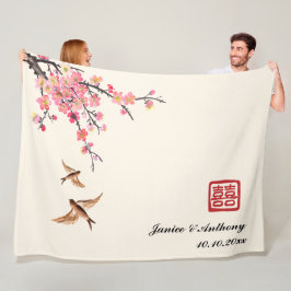 Cobertor De Velo Casamento floral de pássaros com pintura a tinta c