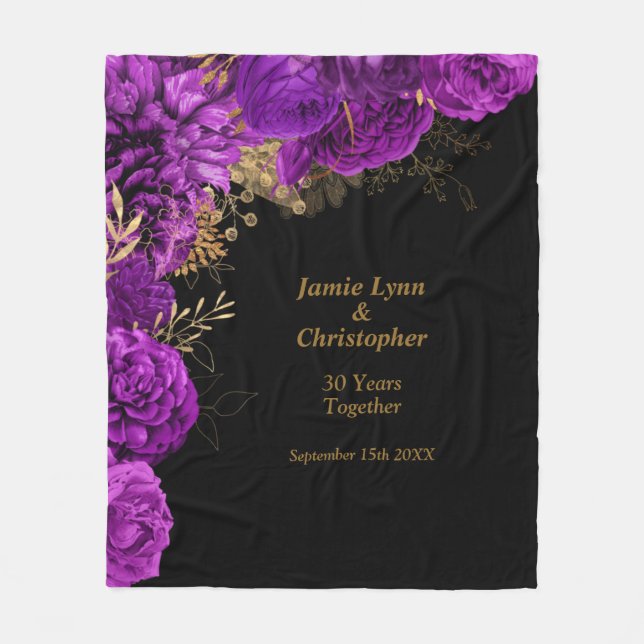Cobertor De Velo Casamento Floral Roxo Fleece Blanket (Frente)