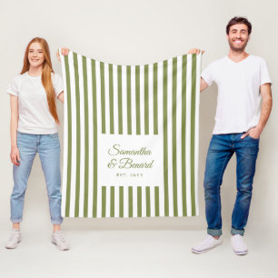 Cobertor De Velo Casamento Personalizado com Listras Verde e Branco