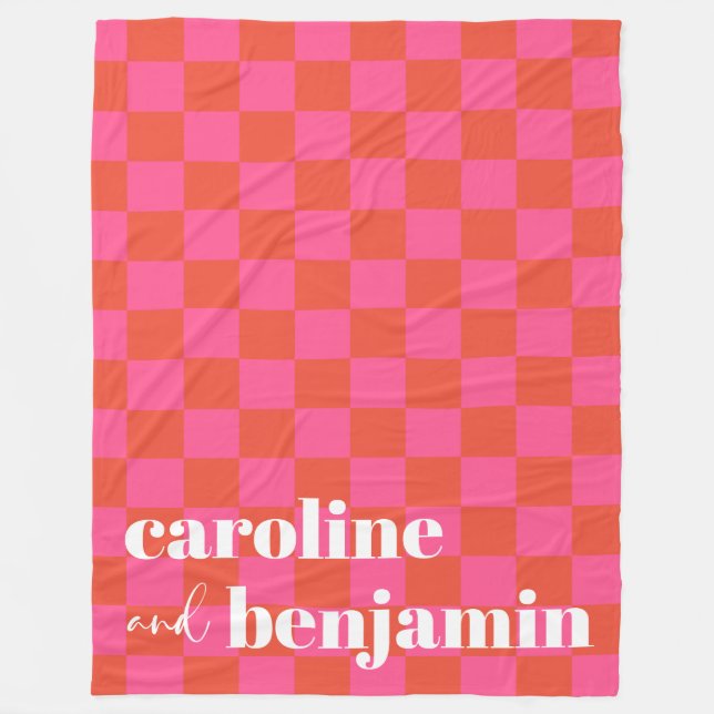 Cobertor De Velo Casamento Personalizado do Quadro de Verificação V (Frente)