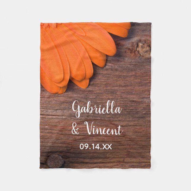 Cobertor De Velo Casamento Rustic Orange Daisy Country (Frente)