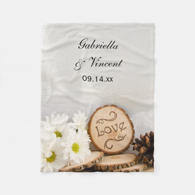 Cobertor De Velo Casamento Rustic White Daisies Woodland (Frente)