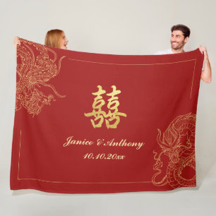 Cobertor De Velo Casamento Tradicional Chinês Dragão Fénix Vermelho