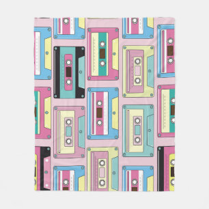 Cobertor De Velo Cassetes coloridas, padrão de fundo rosa.