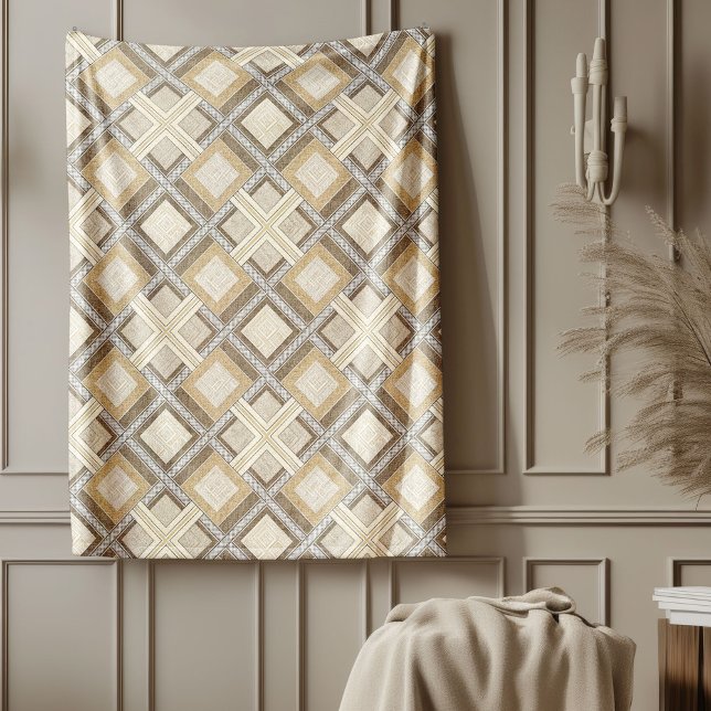 Cobertor De Velo Castanho Contemporâneo e Padrões Sutis de Marfim (Contemporary Brown and Ivory Subtle Patterns Fleece Blanket)
