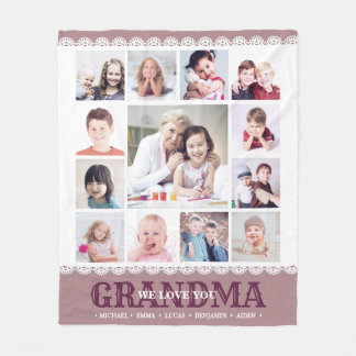 Cobertor De Velo Castanho Monograma Fotografia Colagem Fleece Blank