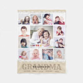 Cobertor De Velo Castanho Monograma Fotografia Colagem Fleece Blank