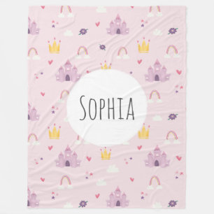 Cobertor De Velo Castelo de Princesa Rosa, Arco-Íris, Padrão Coroa