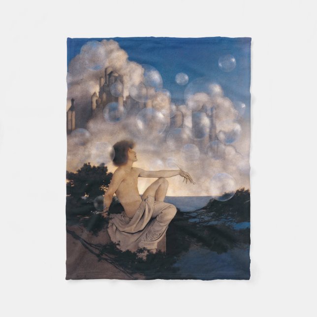 Cobertor De Velo Castelos no Ar de Maxfield Parrish 1904 Fantasia V (Frente)