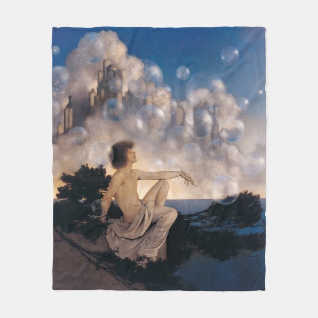 Cobertor De Velo Castelos no Ar de Maxfield Parrish 1904 Fantasia V (Frente)