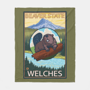 Cobertor De Velo Castor & capa do Mt. - Welches, Oregon