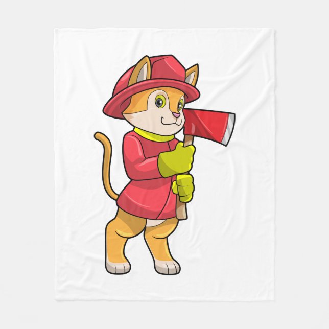 Cobertor De Velo Cat as Firefighter with Ax (Frente)