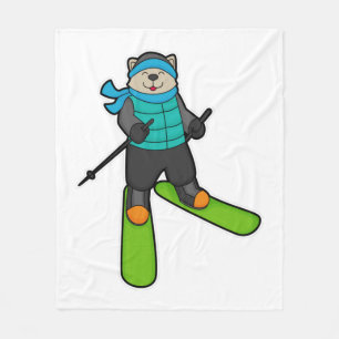 Cobertor De Velo Cat as Skier with Ski