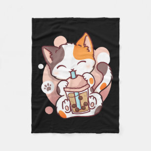 Cobertor De Velo Cat Boba Tea Bubble Tea Anime Kawaii Neko