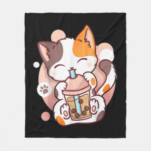 Cobertor De Velo Cat Boba Tea Bubble Tea Anime Kawaii Neko