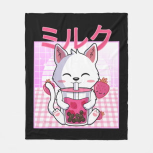 Cobertor De Velo Cat Boba Tea Bubble Tea Anime Kawaii Neko Gift Kid