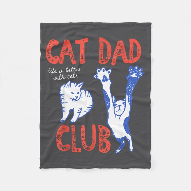 Cobertor De Velo Cat Dad Club Life Is Better With Cats Father's Day (Frente)