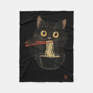 Cobertor De Velo Cat Eating Ramen Funny Japanese Kawaii Cat Anime L