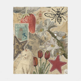 Cobertor De Velo Cat Floral Collage Pattern – Cute Artistic Design