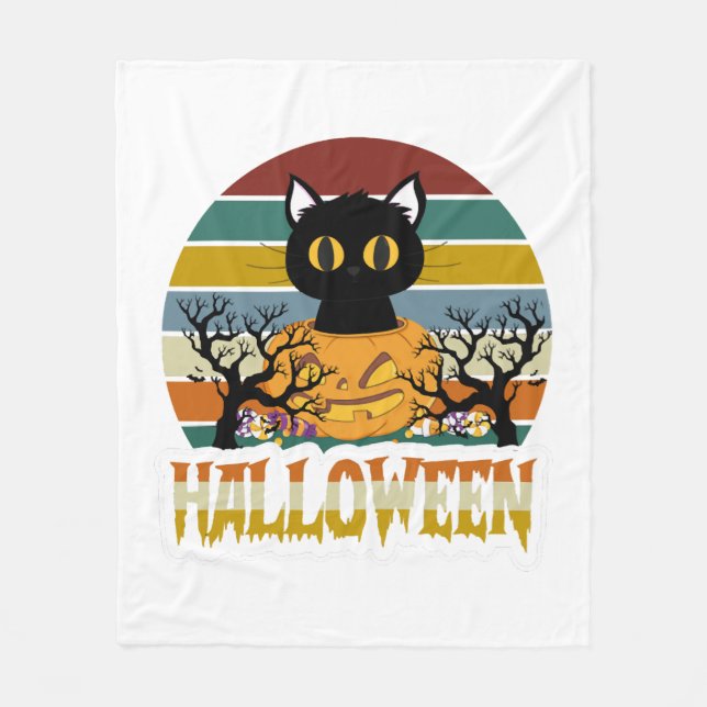 Cobertor De Velo Cat Halloween (Frente)