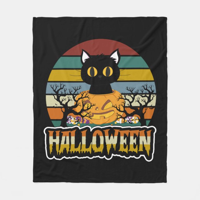Cobertor De Velo Cat Halloween (Frente)