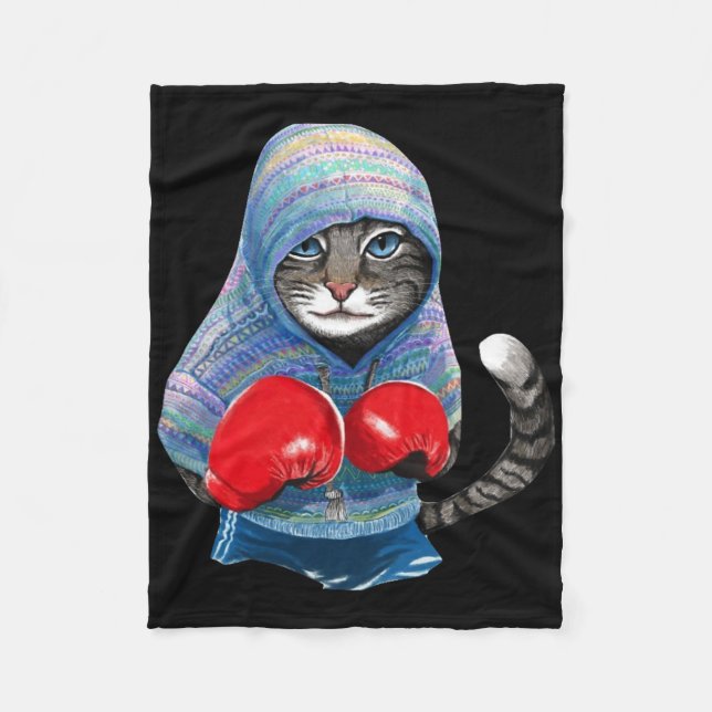 Cobertor De Velo Cat In Boxing Suit (Frente)
