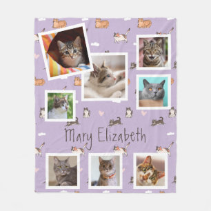 Cobertor De Velo Cat Lilac Foto Collage Modern Purple