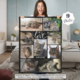Cobertor De Velo Cat LOVE Photo Collage Whiskers Name
