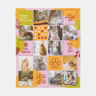 Cobertor De Velo Cat Lover Cat Mãe Fofo Colagem de Fotos Pet Fofo F