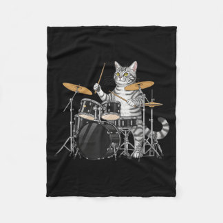 Cobertor De Velo Cat Playing Drums Drumset Drumkit Drumming Drum Dr