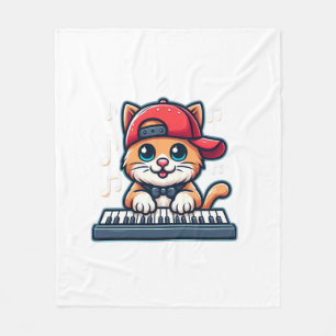 Cobertor De Velo Cat Playing Piano Design para Música e Gatos