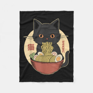 Cobertor De Velo Cat Ramen Engraçado Camisetas Gráficas Japonesas K