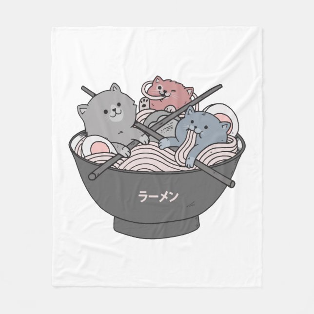 Cobertor De Velo Cat Ramen Kawaii (Frente)