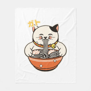 Cobertor De Velo Cat Ramen Kawaii Design