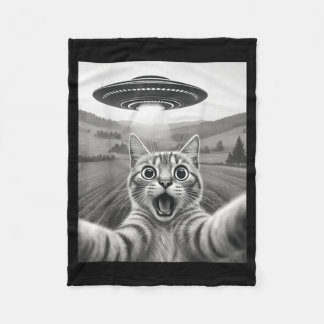 Cobertor De Velo Cat Selfie With Alien Ufo Funny Cat Gifts For Men 
