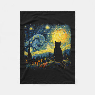 Cobertor De Velo Cat Starry Night Van Gogh Cat Para Cat Lover Cat M