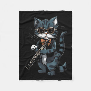Cobertor De Velo Cat Tocando As Camisetas Gráficas Clarinet Para Mi