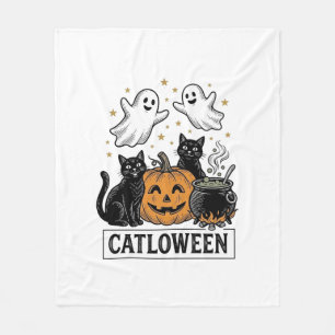 Cobertor De Velo Catloween Vintage Gato Fantasma Camisa Halloween D