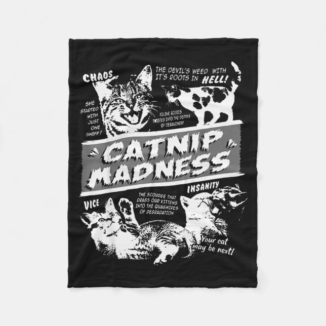 Cobertor De Velo Catnip Madness Cute Kitten Funny Cat Pet Humor  (Frente)