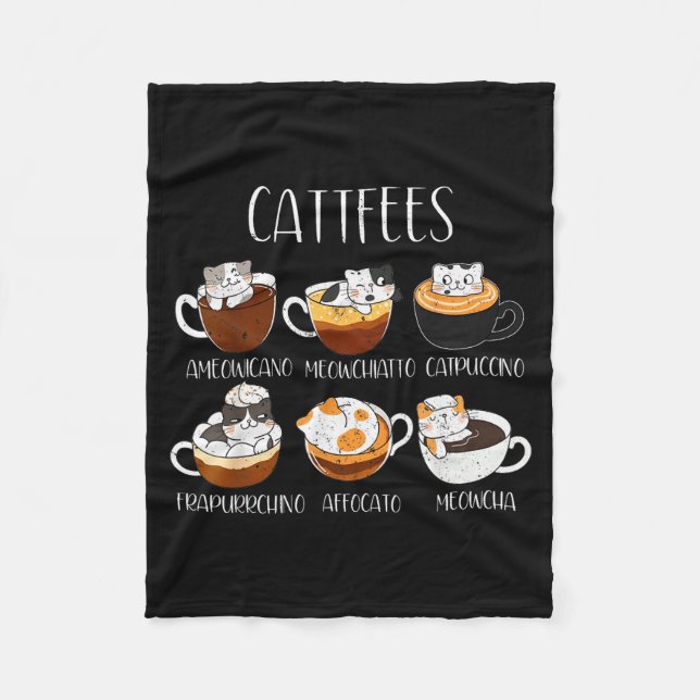 Cobertor De Velo Cats &amp; Coffee Lover Funny Caffeine Quote Cattf (Frente)