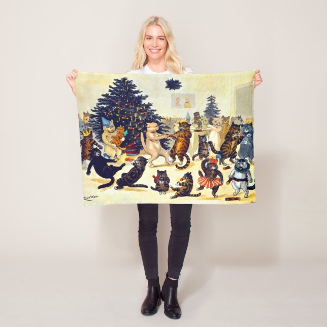 Cobertor De Velo Cat's Christmas Party, Louis Wain (In Situ)