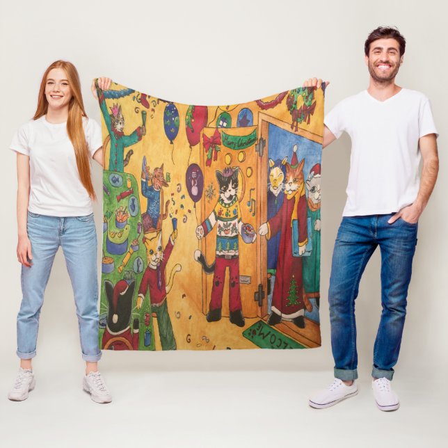 Cobertor De Velo Cats de festas de Natal (In Situ)