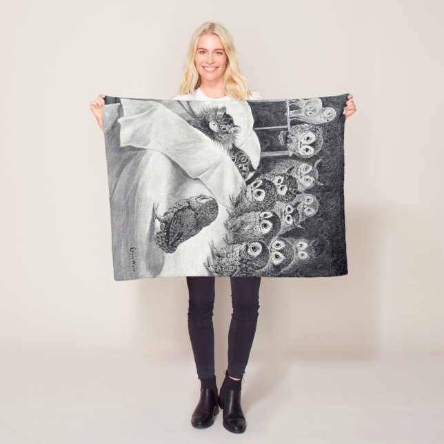 Cobertor De Velo Cats Nightmare Owl Bird, Louis Wain (In Situ)