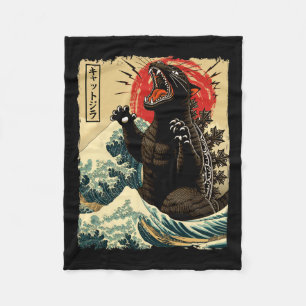 Cobertor De Velo Catzilla Cat Art Engraçado Gato Japonês Para Homen