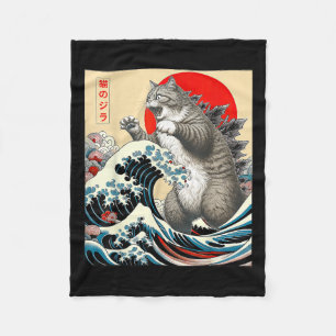 Cobertor De Velo Catzilla Cat Art Japonês