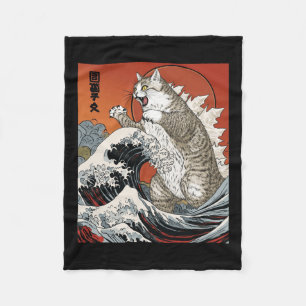 Cobertor De Velo Catzilla Cat Arte Japonesa Engraçado Gato Para Hom