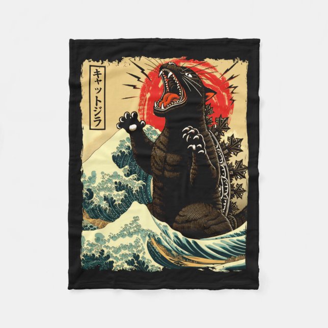 Cobertor De Velo Catzilla Engraçado Estilo Japonês  (Frente)