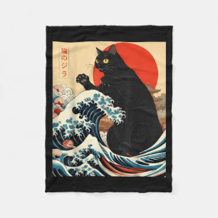 Cobertor De Velo Catzilla Gato Arte Japonês Gato Engraçado Kawaii F